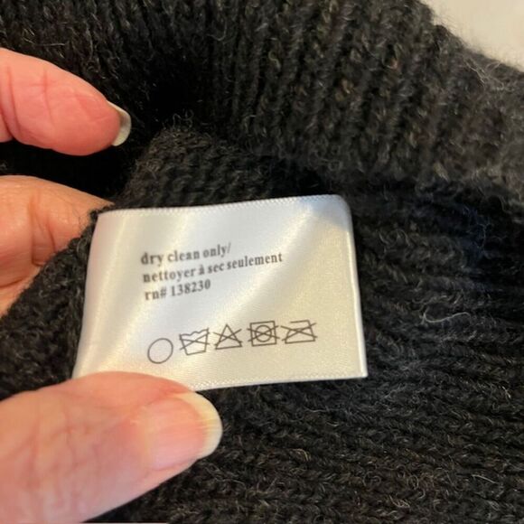 Pam & Gela Wool Alpaca Lamb Leather Cardigan Button Front Zip Back Black Small - Picture 9 of 13